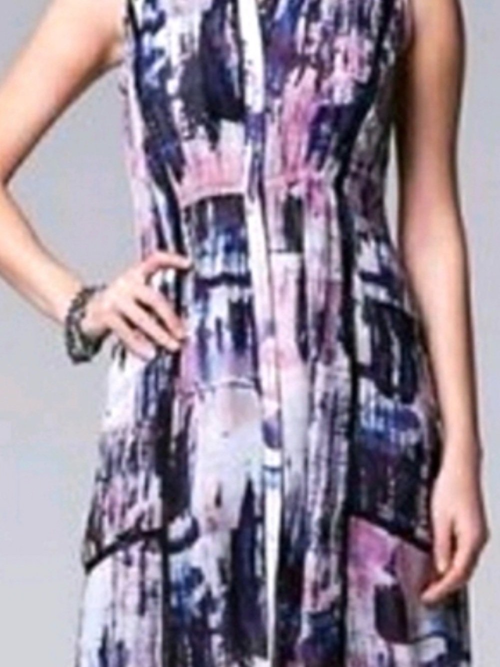 Simply Vera Vera Wang Abstract Brushstroke Sleeveless Shirt Dress Sz XS